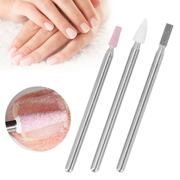 3 st Nagelfräsbits Professionella Nagelfil Cuticle Remover Bits med Förvaringslåda
