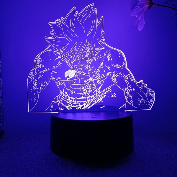 WJ Gray Fullbuster 3D-ledlampa för sovrum Mange nattlampor Anime-figur Rumsinredning Gåva 3D-illusionslampa Goblins svans