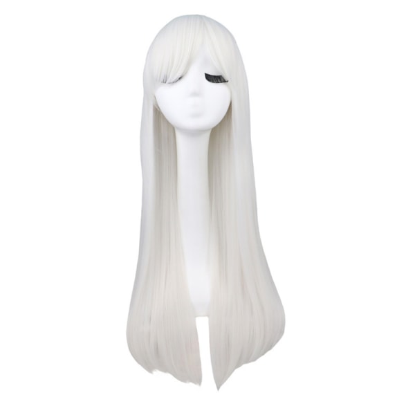 Wekity 80cm Vacker charmig cosplay peruk med rakt hår, vit