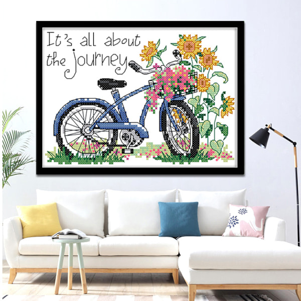 The Journey's cykel - Tællesyning broderikit, 14 count hvidt blankt stof, 7\" x 5\"