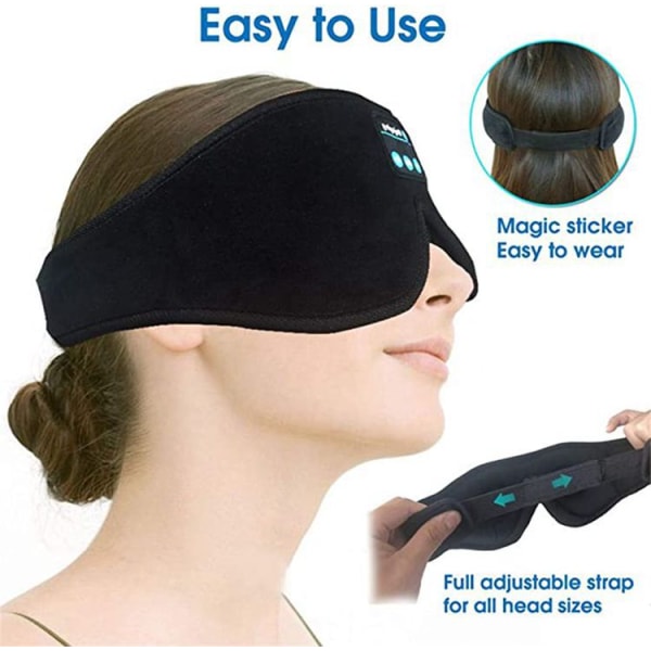 Sovhörlurar, 3D Sömnmask Bluetooth Trådlös Musik Ögonmask, Sovhörlurar för Sidosovare Sömnmask med Bluetooth H