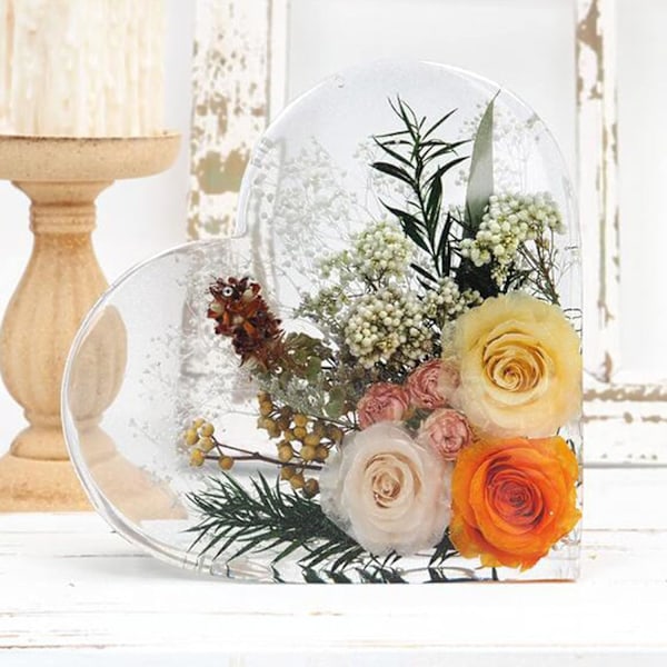 Harpiks Silikonforme Store Hjerte Hexagon Harpiksforme Dyb Epoxy Harpiksform til Blomsterbevaring Harpikskunst Harpiksstøbe DIY