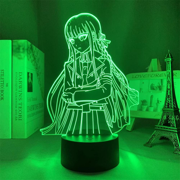 WJ 3D optisk illusionslampe Kyoko Kirigiri figur anime LED nattelys til pige soveværelse dekoration sengebord lampe børn fødselsdag jul Marutomania-B