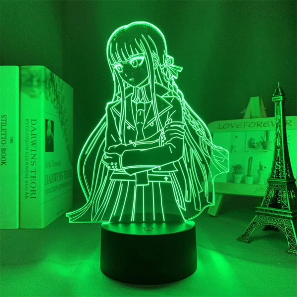 WJ 3D optisk illusjonslampe Kyoko Kirigiri figur Anime LED nattlys for jente soveromdekorasjon nattbordlampe barn bursdag jul Marutomania-B