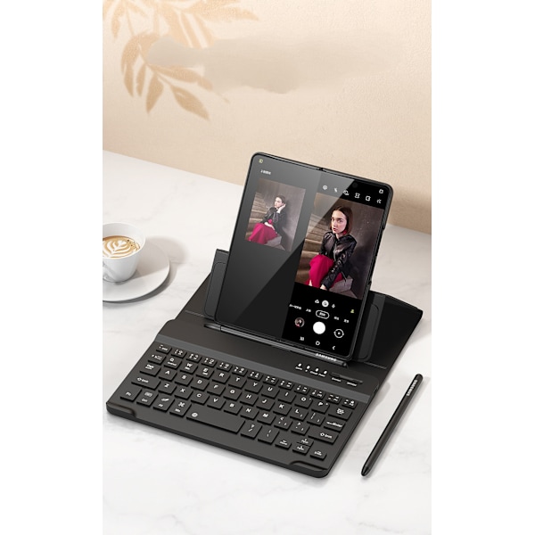 Til Samsung Galaxy Z Fold 4 Tastatur Etui SÆT med Aftageligt Bluetooth Tastatur Etui, Indbygget S Pen Slot & Skærmbeskytter