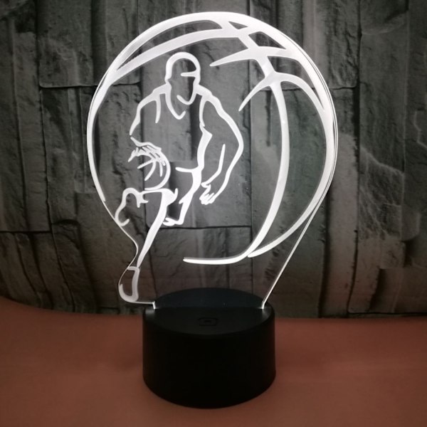 Qinwei Basketball Natlampe 3D Basketball Natlampe 16 Farver Optisk Illusion Touch Fjernbetjening med Akryl Bedste Fødselsdag Julegaver