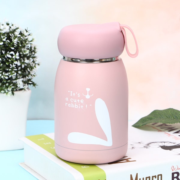 Sød mini børns rustfrit stål vakuumkolbe studenter vandkop udendørs bærbar kop 11OZ(Pink)