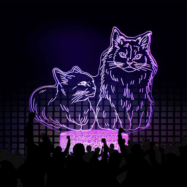 WJ 3D Natlys Kat 16 Farver Skiftende LED Illusion Justerbar Skrivebordslampe med Fjernbetjening Værelse Dekoration Fødselsdagsgaver