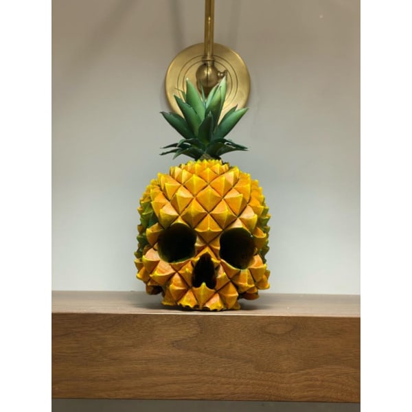 Kreativt ananasskallehuvud Behållare Kontorsskrivbord Hem Halloween dekoration Ornament