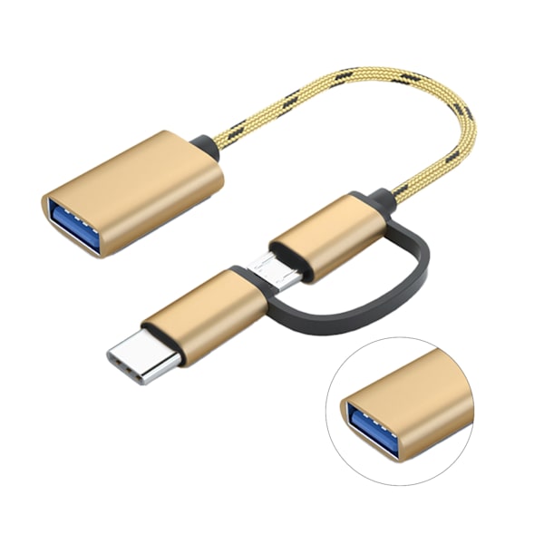 Guld USB 3.0 OTG-kabel A til Type C Mikroadapter Multifunktionel bærbar USB til Type C-kabel