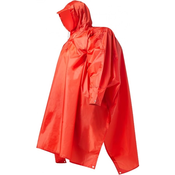 Aikuisten kevyt vedenpitävä hupullinen sadeponcho taskulla - Unisex-sadetakki retkeilyyn, telttailuun ja hätätilanteisiin Red
