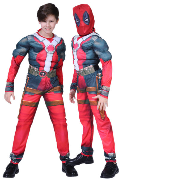 Halloween Muscle Costume Cosplay Children's Hulk Costume Avengers Anime Costume (Muscle Deadpool) M