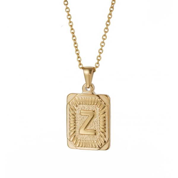18K guldpläterade fyllda initialer hängande halsband, fyrkantig bokstav rektangelmedaljong personlig rostfri kedja enkel smyckepresent