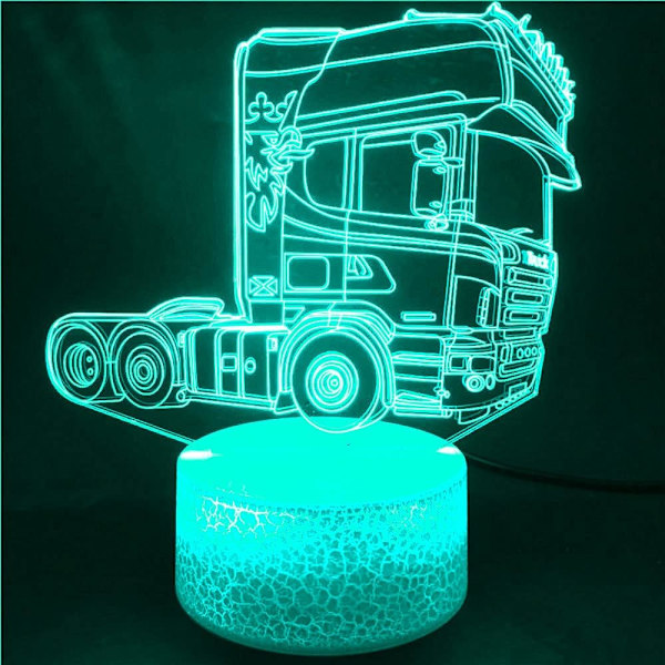 3D lastbil traktor bil natlys bord skrivebord optisk illusion lamper 7 farve skiftende lys LED bordlampe julehjem kærlighed fødselsdag børn indretning legetøj gave