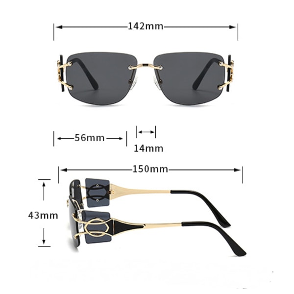 Rimless solglasögon Rektangulär Ramlös Godisfärgade glasögon Kvinnor Män