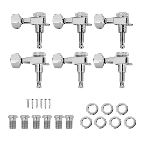 6 st 6R strängstämningsmekanismer stämhuvud för akustisk elgitarrtillbehör (silver)