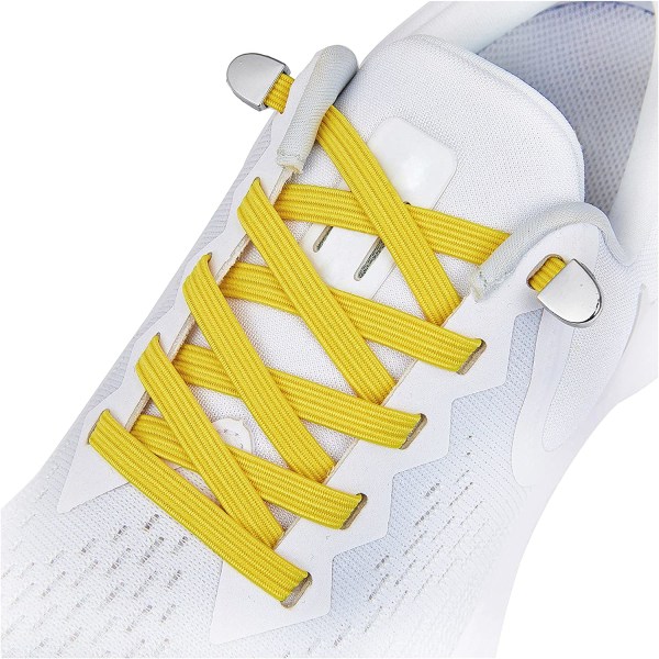 No Tie Skosnören med elastiska skosnören, Elastiska skosnören för vuxna och barn (gul)