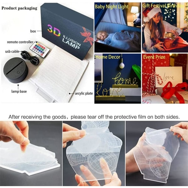 Akryl Mo Dao Zu Shi Anime Illusion Lamp Wei Wuxian LAN Wangji Figur 3D Nattlampa USB 7 Färger Touch/Fjärrkontroll 16 Färger