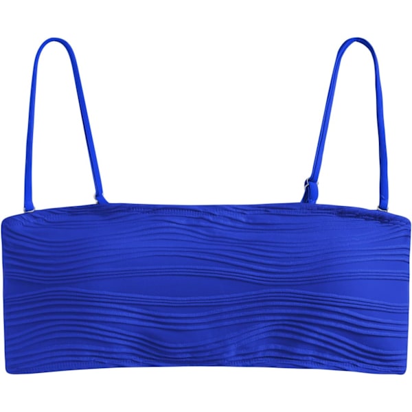 Kvinnor 2 Delar Bandeau Baddräkter Ribbade Spets Upp Strapless Bandeau Bikini Set Hög Skuren Baddräkter 5-top Only-2royal Blue M