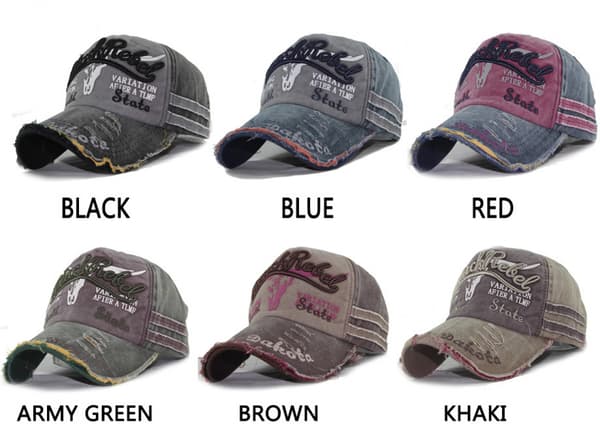 Old Bull Head Baseball Cap, Vasket Hat, Flosset Visor, Mænds og Kvinders Ny Baseball Cap Sort