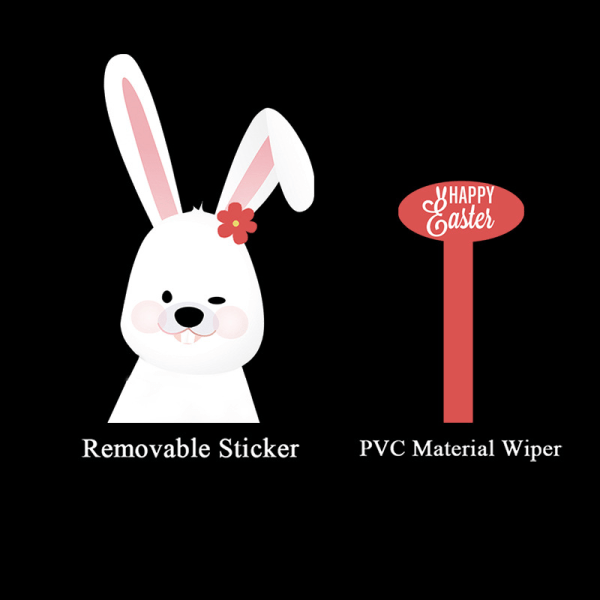 (1 Pack) Easter Bunny Wiper Sticker Removable Material Car Rear Windshield Wiper Sticker (Easter Bunny Wearing Red Flower)