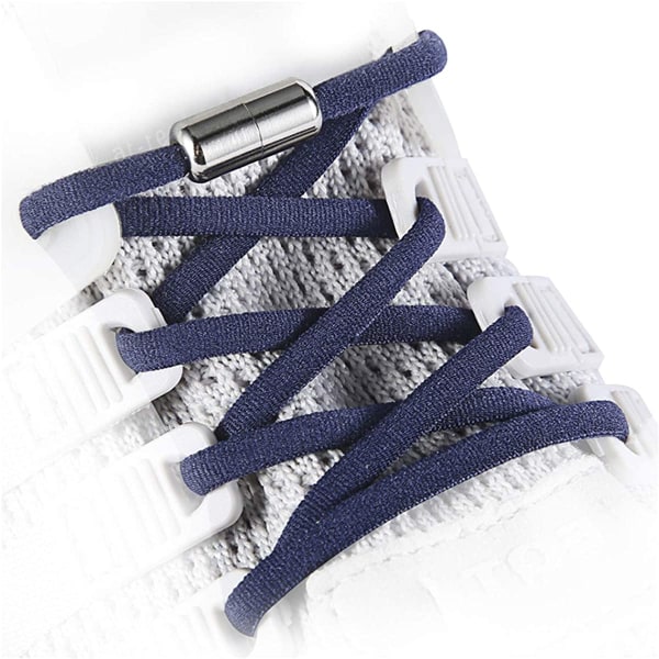 Mörkblå elastisk skosnören utan knytband för vuxna, barn, äldre, system med elastiska skosnören (5 par)