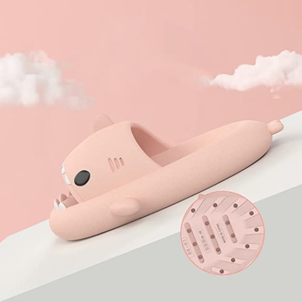 AVEKI Unisex Haj Slides Skridsikre Nyhed Åben Tå Sandaler Fashionable Søde Strand Tøfler Indendørs & Udendørs, Haj Pink, Størrelse: 44/45