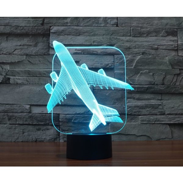 WJ 3D Flyvemaskine Fjernbetjening 16 Farve Natlys Illusion Akryl LED Bordlampe Sengelampe Børneværelse Skrivebordsdekoration Fødselsdagsgaver Legetøj til Børn