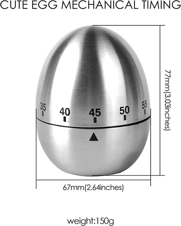 Egg Kjøkken Timer Rustfritt Stål Mekanisk Roterende Alarm 60 Minutter Nedtelling Timer For Matlaging Læring.