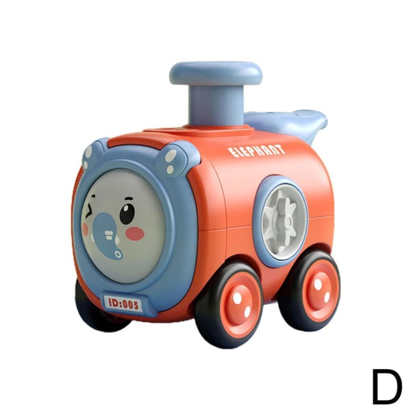 Interaktiv tröghetsleksaksbil med visselpipa och utbytbart ansikte - hållbart och studsande tågdesign - perfekt för pojkars lektid (röd)