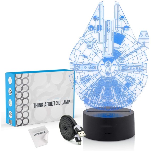 Star Wars -lampa 3D nattljus Millennium Falcon, fantastiska Star Wars presenter för män och barn, perfekt födelsedagspresent för Star Wars dekor ROM-fans