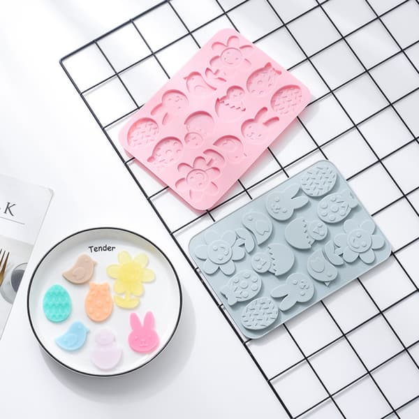 12 silikone chokolade kageforme, isforme, diy cookies, slik, dryp bageforme (lyserød)