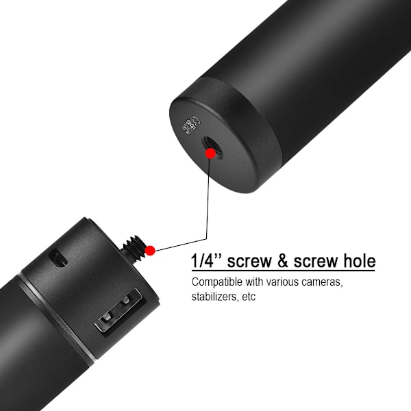 Aluminiumlegering förlängningsstång USB-laddningsbar monopodtillbehör för stativstabilisator