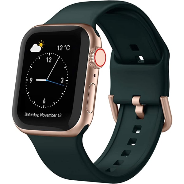 Apple Watch-rem, blød silikone sportsarmbånd, udskiftningsrem, egnet til hele Iwatch-serien (dybgrøn 38/40/41mm)