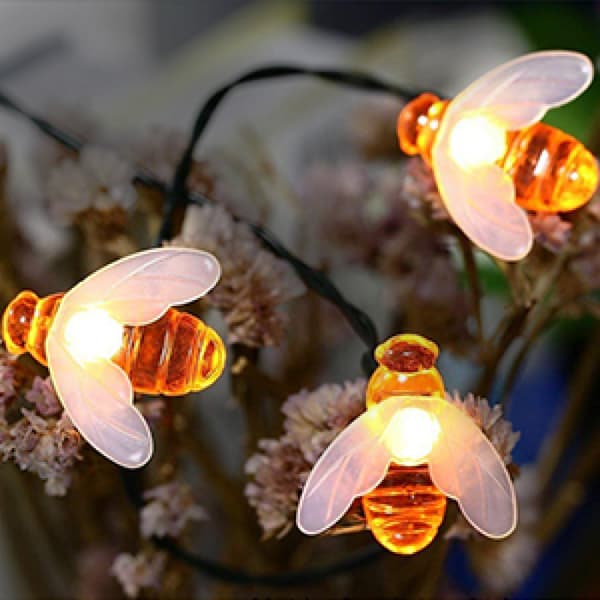 Dotpet Solar String Lights 20LED Udendørs Vandtæt Simulering Honningbier Dekoration til Have Julepynt Varm Hvid