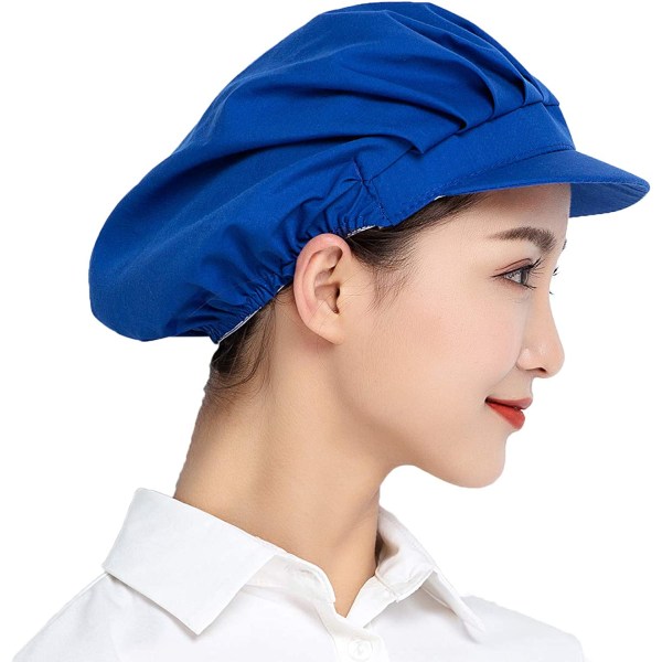 4pcs Chef Hats-Kitchen Baker Cooking Hair Nets Food Service Caps for Adults, Blue