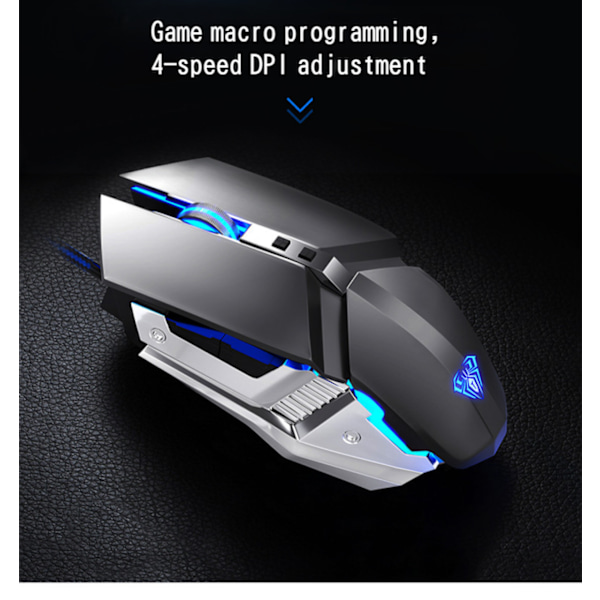 pro mus med ledning til spil, der spiser kyllingemaskiner, gaming makro, bærbar computer, hjemmekontoret, grå