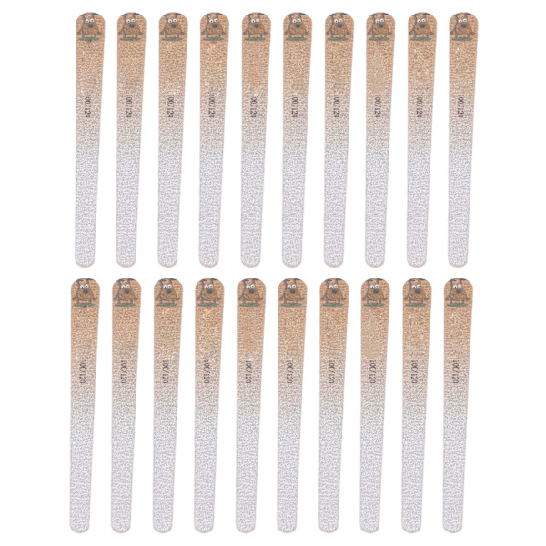 20 stk. Professionelle neglefile 100 / 120 Grit Dobbeltsidet Vaskbare Manicure Værktøjer til Hjemmesalon Brug Gul