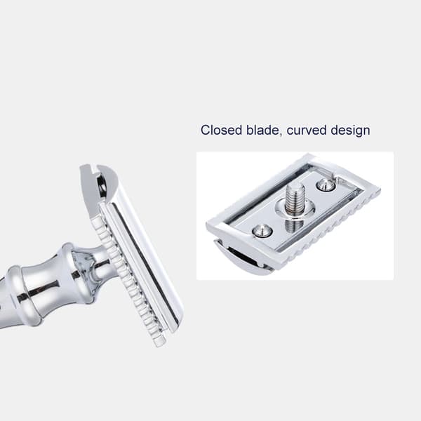 Man Shaving Razor Classic Double Edge Razor og Base Safety Shave (Blå Razor   Base)