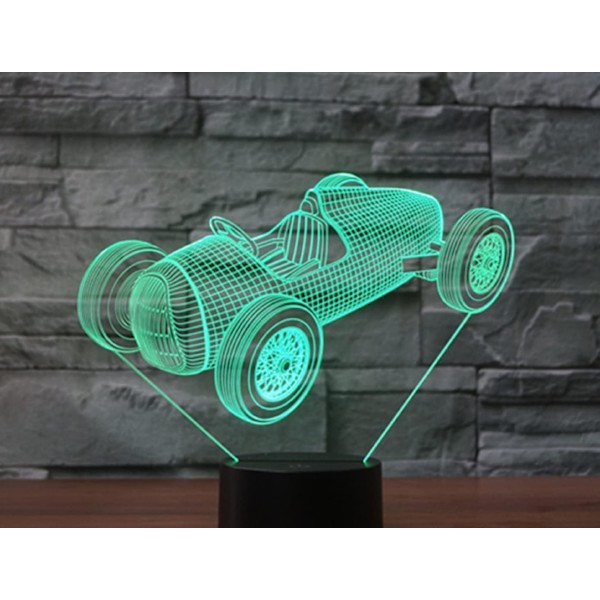 WJ 3D Bil Race Fjärrkontroll 16 Färger Nattljus Illusion Akryl LED Bordsängslampa Barn Sovrum Skrivbordsdekor Födelsedagspresenter Leksak