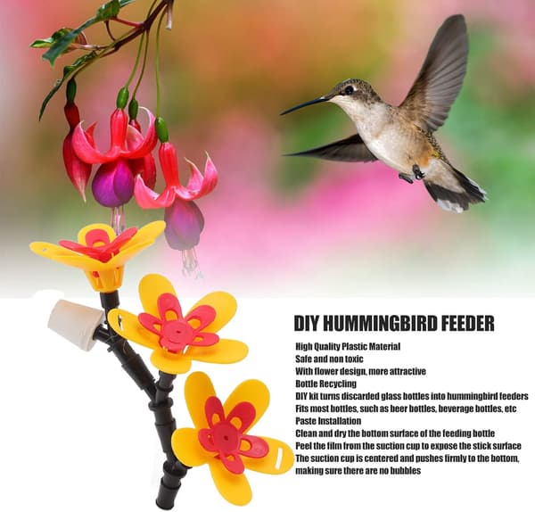 Fågelfoderblommor, säker DIY kolibrimatare för uteplats trädgård hängande (tre blommor)