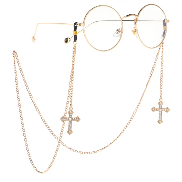 2ST Modeglasögonhållarrem - metall Glasögonkedja Halsband med kristall, läsglashållarkedja - 85CM