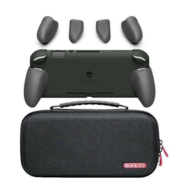 GripCase Lite -paketti: Mukava suojakotelo vaihdettavilla kahvoilla [sopii kaikkiin käsikokoihin] Nintendo Switch Litelle