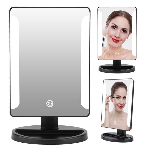 Touch Screen 38 LED Lighted Makeup Vanity Mirror Kosmetisk Spejl med 10X Manifying (Sort)