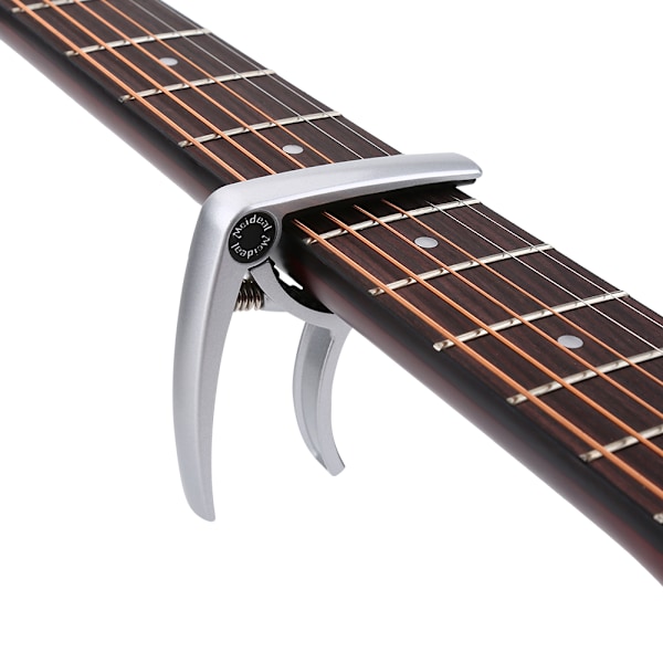 Enhånds hurtigutskiftbar metallgitar capo klemme for klassiske gitarer sølv