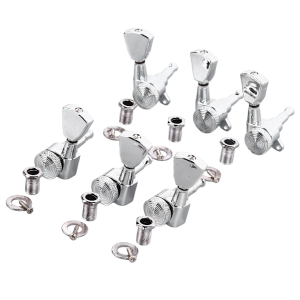 6 stk. Guitar Locking Tuners Trekantet Hoved Streng Tuning Key Pegs Machine Heads Udskiftning 3 Højre 3 Venstre GC402 Sølv