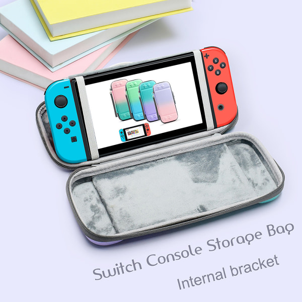 Nintendo Switch/Switch Lite Gradient förvaringsväska Case med bärbara NS-tillbehör med fäste（Gradual grön lila）