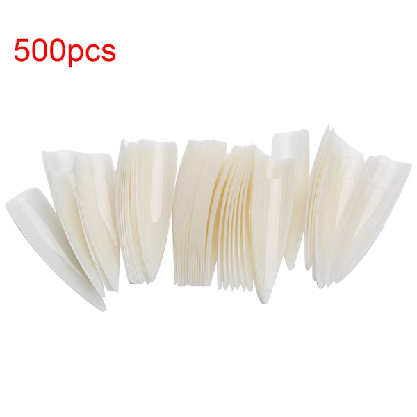 500 Tips Falske Neglefarge Display Tips Plast Øvelse Tips Pinner Manikyrverktøy Naturlig Farge