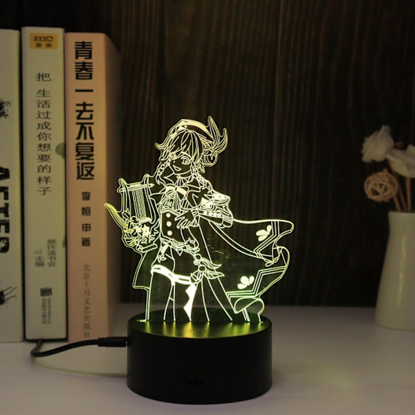 Genshin Impact nattlampa 3D Illusion Lamp Hot Game Light för sovrumsdekor LED Light Atmosphere Sängbordslampor Barnpresent