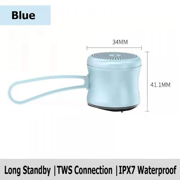 Bærbar trådløs Bluetooth-høyttaler TWS IPX7 vanntett Ultra Mini Bluetooth-høyttaler Blå Liten høyttalerboks Metallkropp